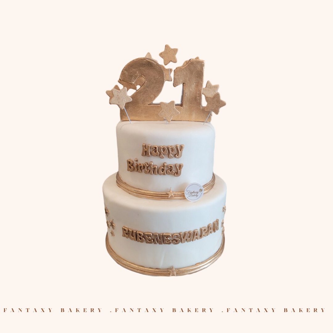 21st Two Layer Fondant Birthday Cake
