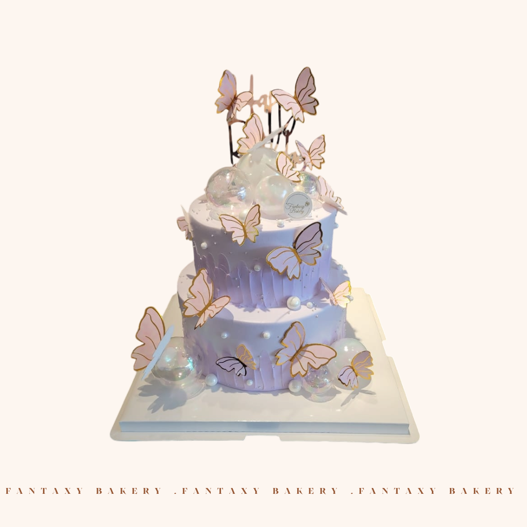 Butterfly Garden Two-Tier Cake