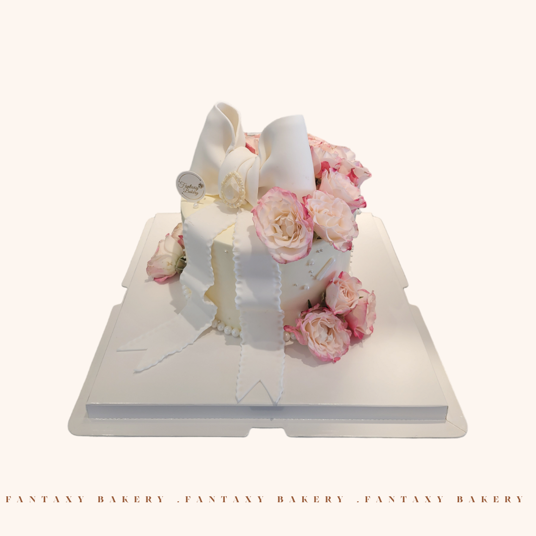 Gorgeous Flowery Ribbon Cake