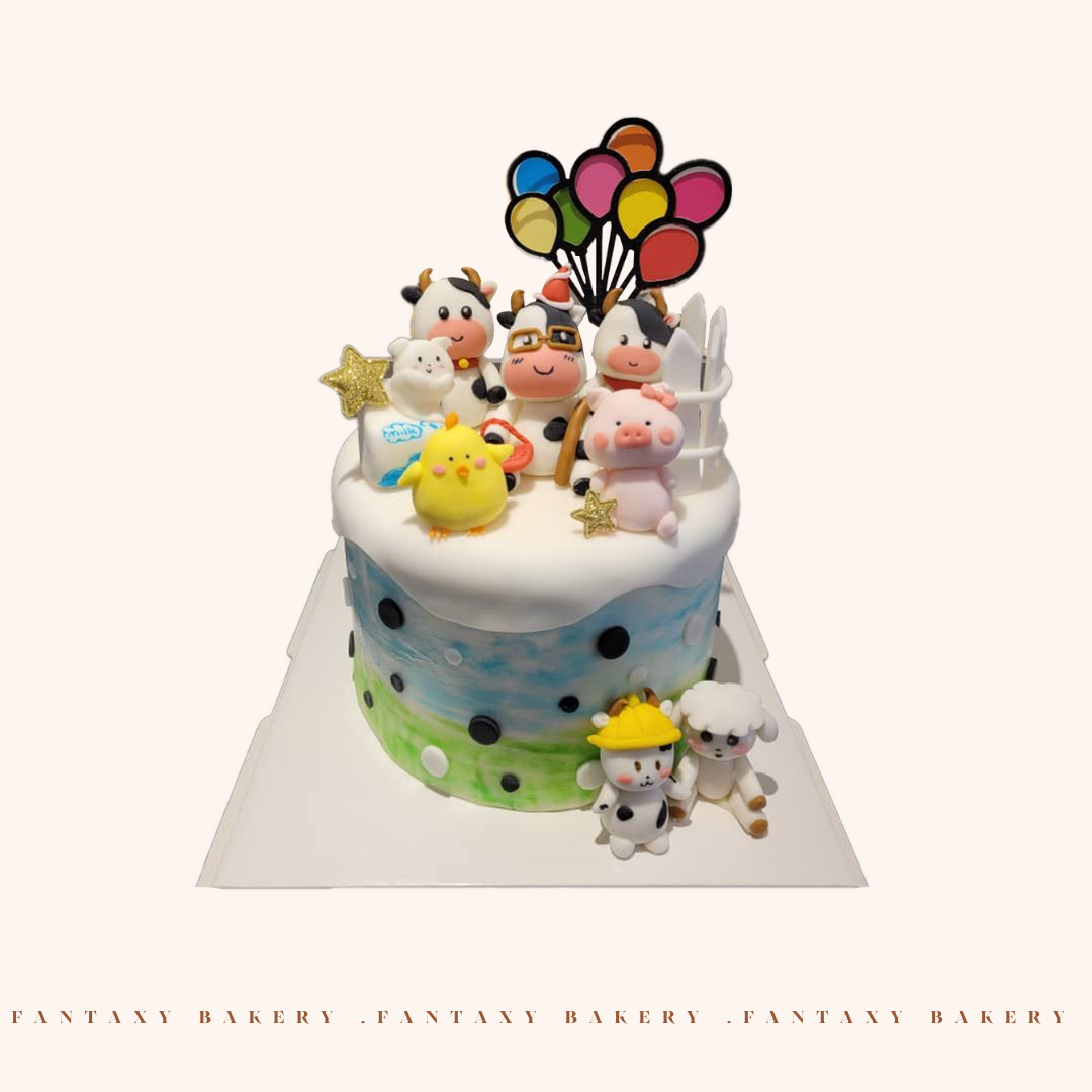Happy Farm Fondant Cake