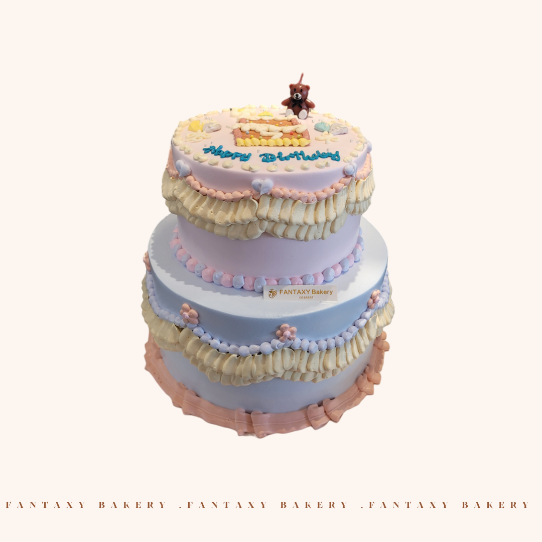 Korean Vintage Two-Tier Cake