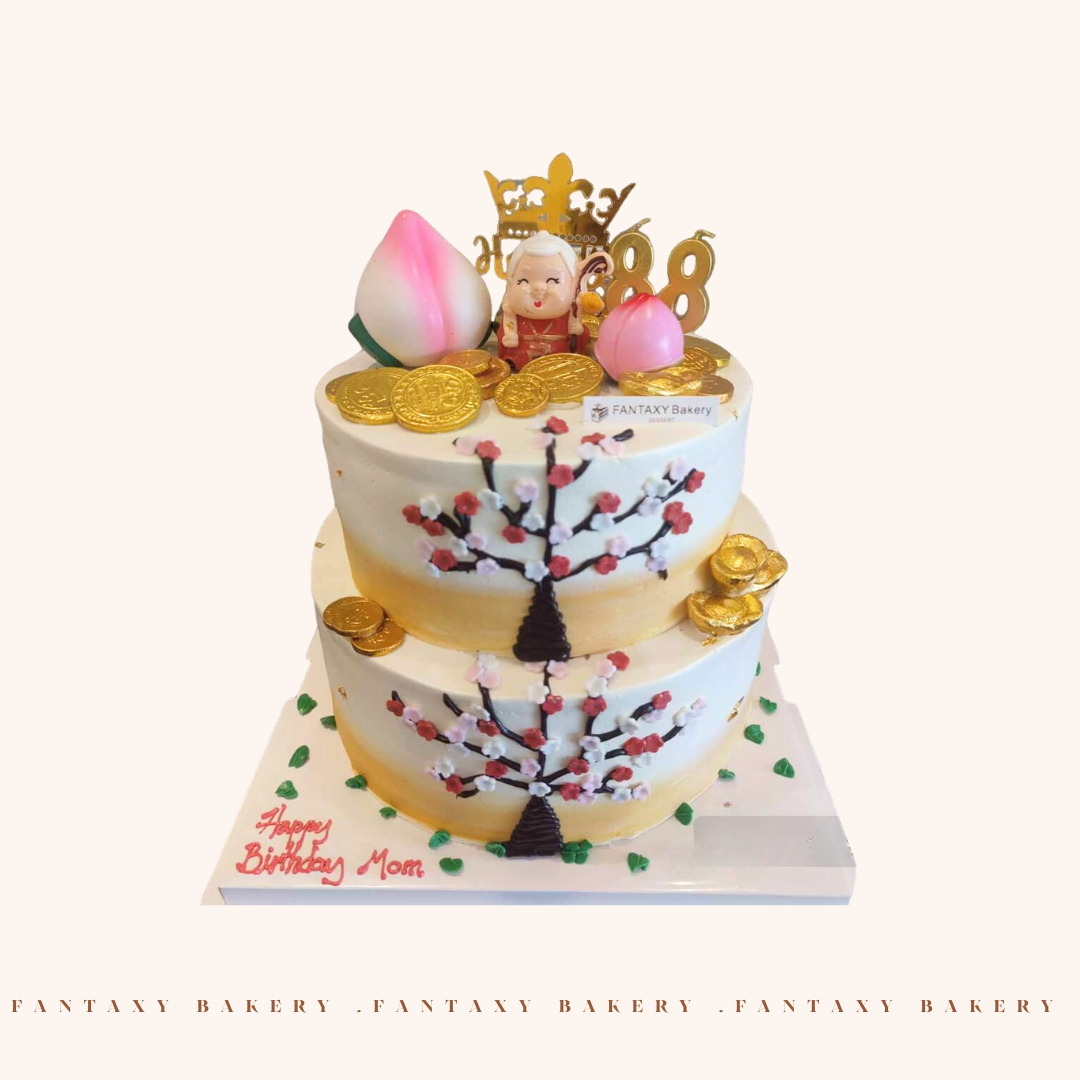 Longevity Peach Two-Tier Cake
