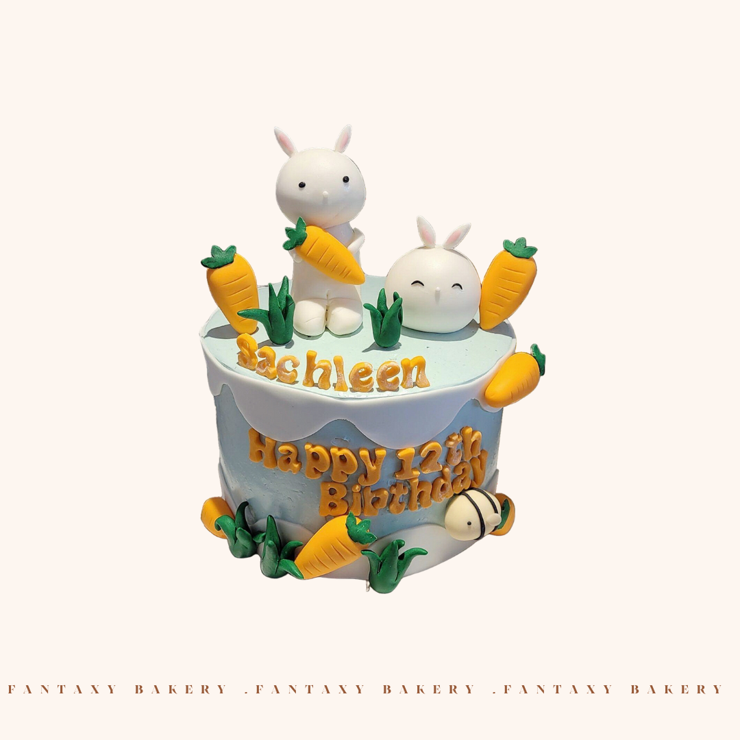 Rabbit Carrot Fondant Cake