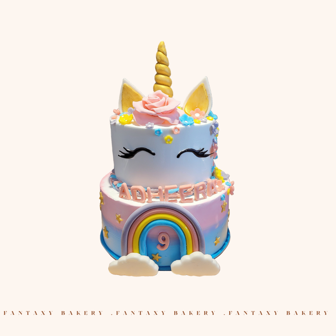 Unicorn Rainbow Two-Tier Cake