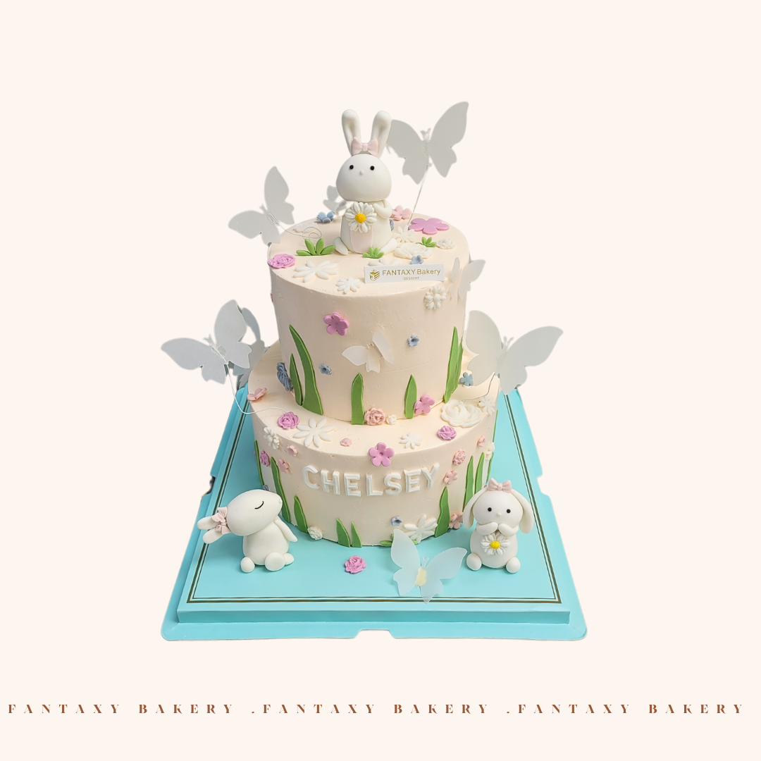 Whimsical Bunny Garden Cake