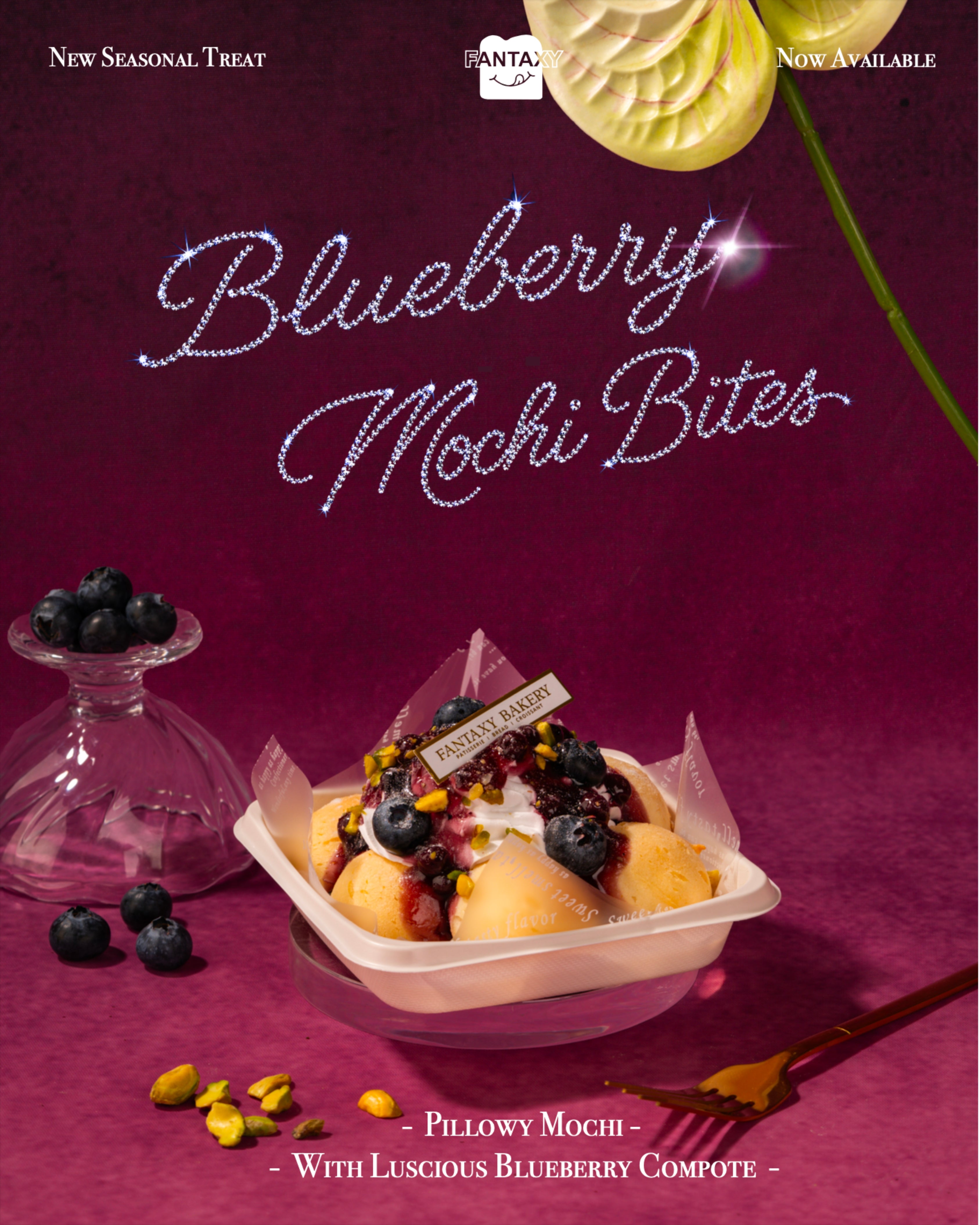 Blueberry Creamy Mochi Bites – Fantaxy Bakery