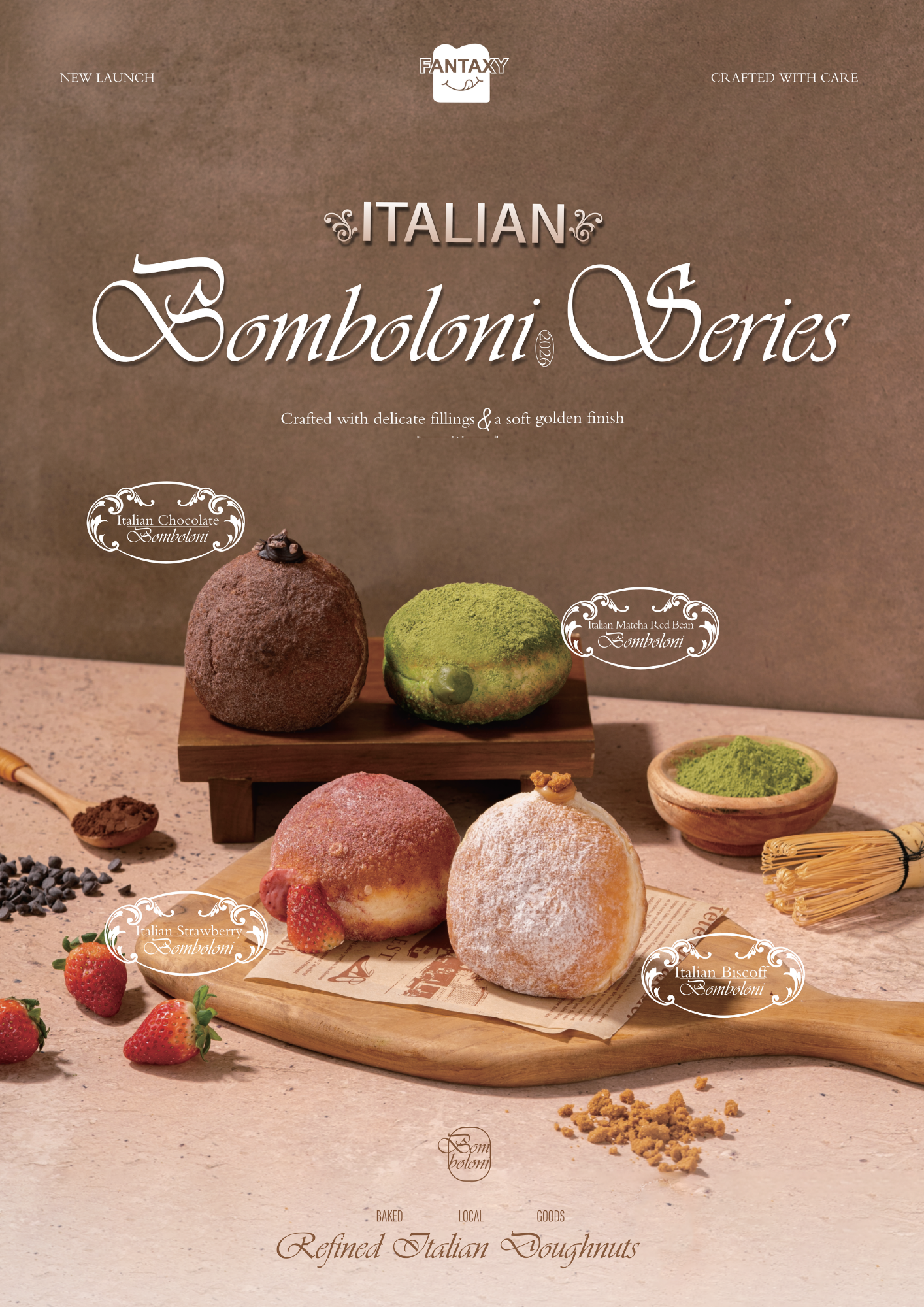 Italian Strawberry Bomboloni